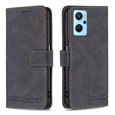 Leather Case Stands Flip Cover Holder B05F for Realme 9i 4G Black