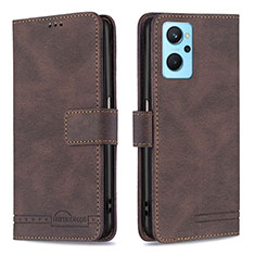 Leather Case Stands Flip Cover Holder B05F for Realme 9i 4G Brown