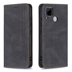 Leather Case Stands Flip Cover Holder B05F for Realme C25 Black