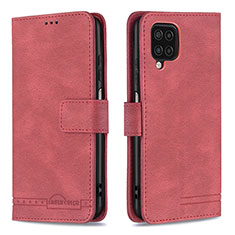 Leather Case Stands Flip Cover Holder B05F for Samsung Galaxy A12 Red