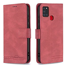 Leather Case Stands Flip Cover Holder B05F for Samsung Galaxy A21s Red