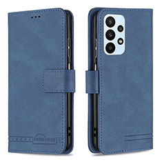 Leather Case Stands Flip Cover Holder B05F for Samsung Galaxy A23 5G Blue