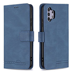 Leather Case Stands Flip Cover Holder B05F for Samsung Galaxy A32 4G Blue