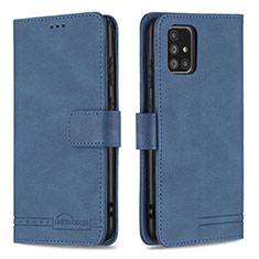 Leather Case Stands Flip Cover Holder B05F for Samsung Galaxy A71 5G Blue