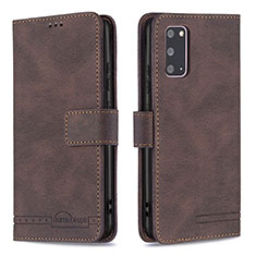 Leather Case Stands Flip Cover Holder B05F for Samsung Galaxy S20 Brown