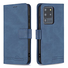 Leather Case Stands Flip Cover Holder B05F for Samsung Galaxy S20 Ultra 5G Blue
