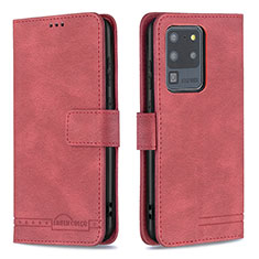 Leather Case Stands Flip Cover Holder B05F for Samsung Galaxy S20 Ultra Red
