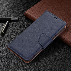 Leather Case Stands Flip Cover Holder B05F for Samsung Galaxy S21 5G Blue