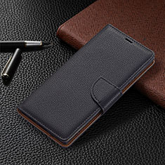 Leather Case Stands Flip Cover Holder B05F for Samsung Galaxy S21 Ultra 5G Black