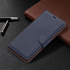 Leather Case Stands Flip Cover Holder B05F for Samsung Galaxy S21 Ultra 5G Blue