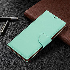 Leather Case Stands Flip Cover Holder B05F for Samsung Galaxy S21 Ultra 5G Green