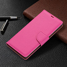 Leather Case Stands Flip Cover Holder B05F for Samsung Galaxy S21 Ultra 5G Hot Pink