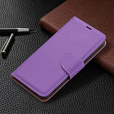 Leather Case Stands Flip Cover Holder B05F for Samsung Galaxy S22 5G Purple