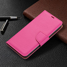 Leather Case Stands Flip Cover Holder B05F for Samsung Galaxy S23 5G Hot Pink