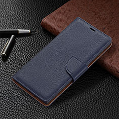 Leather Case Stands Flip Cover Holder B05F for Samsung Galaxy S23 Ultra 5G Blue