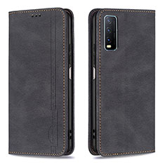 Leather Case Stands Flip Cover Holder B05F for Vivo Y11s Black