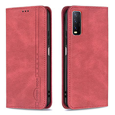 Leather Case Stands Flip Cover Holder B05F for Vivo Y11s Red