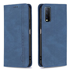 Leather Case Stands Flip Cover Holder B05F for Vivo Y20s Blue