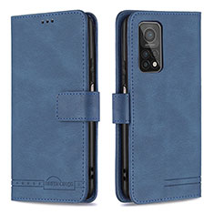 Leather Case Stands Flip Cover Holder B05F for Xiaomi Mi 10T 5G Blue