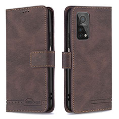 Leather Case Stands Flip Cover Holder B05F for Xiaomi Mi 10T 5G Brown