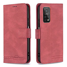 Leather Case Stands Flip Cover Holder B05F for Xiaomi Mi 10T 5G Red