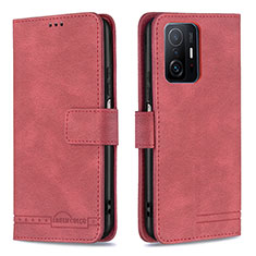 Leather Case Stands Flip Cover Holder B05F for Xiaomi Mi 11T 5G Red