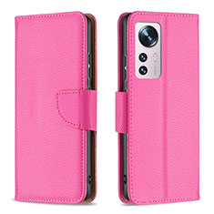Leather Case Stands Flip Cover Holder B05F for Xiaomi Mi 12 Pro 5G Hot Pink