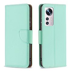 Leather Case Stands Flip Cover Holder B05F for Xiaomi Mi 12 Pro 5G Matcha Green