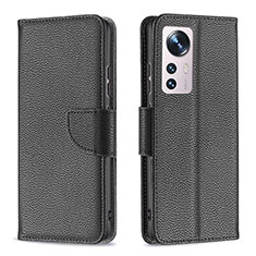 Leather Case Stands Flip Cover Holder B05F for Xiaomi Mi 12S 5G Black