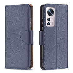 Leather Case Stands Flip Cover Holder B05F for Xiaomi Mi 12S 5G Blue