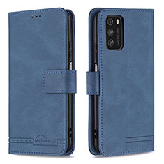 Leather Case Stands Flip Cover Holder B05F for Xiaomi Poco M3 Blue
