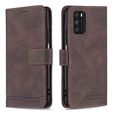 Leather Case Stands Flip Cover Holder B05F for Xiaomi Poco M3 Brown