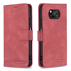 Leather Case Stands Flip Cover Holder B05F for Xiaomi Poco X3 NFC Red