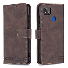 Leather Case Stands Flip Cover Holder B05F for Xiaomi Redmi 10A 4G Brown