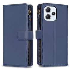 Leather Case Stands Flip Cover Holder B05F for Xiaomi Redmi 12 4G Blue