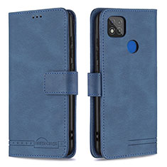 Leather Case Stands Flip Cover Holder B05F for Xiaomi Redmi 9 India Blue