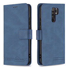 Leather Case Stands Flip Cover Holder B05F for Xiaomi Redmi 9 Prime India Blue