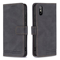 Leather Case Stands Flip Cover Holder B05F for Xiaomi Redmi 9i Black