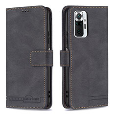 Leather Case Stands Flip Cover Holder B05F for Xiaomi Redmi Note 10 Pro 4G Black