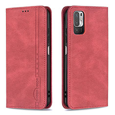 Leather Case Stands Flip Cover Holder B05F for Xiaomi Redmi Note 11 SE 5G Red
