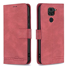 Leather Case Stands Flip Cover Holder B05F for Xiaomi Redmi Note 9 Red