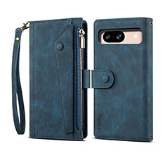 Leather Case Stands Flip Cover Holder B05S for Google Pixel 8 5G Blue