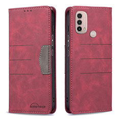 Leather Case Stands Flip Cover Holder B06F for Motorola Moto E30 Red