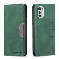 Leather Case Stands Flip Cover Holder B06F for Motorola Moto E32 Green
