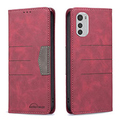 Leather Case Stands Flip Cover Holder B06F for Motorola Moto E32 Red