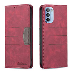 Leather Case Stands Flip Cover Holder B06F for Motorola Moto G31 Red