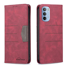 Leather Case Stands Flip Cover Holder B06F for Motorola Moto G41 Red