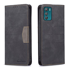 Leather Case Stands Flip Cover Holder B06F for Motorola Moto G42 Black
