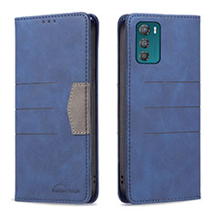 Leather Case Stands Flip Cover Holder B06F for Motorola Moto G42 Blue