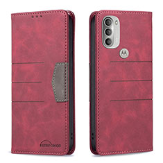 Leather Case Stands Flip Cover Holder B06F for Motorola Moto G51 5G Red